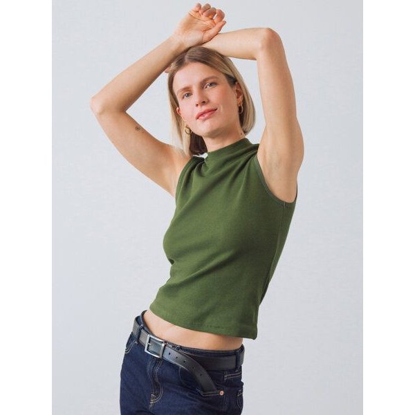 Honest Basics Damen Mock-Top aus Bio- und recycelter Baumwolle