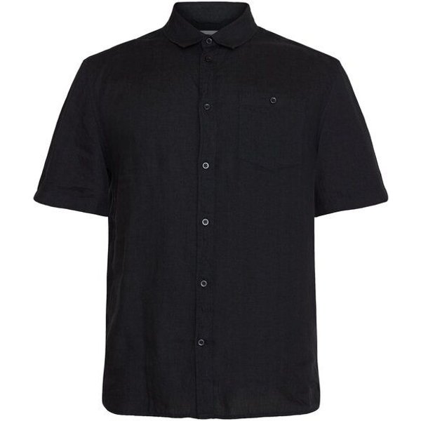 KnowledgeCotton Apparel Kurzarm-Hemd Custom Fit Leinen