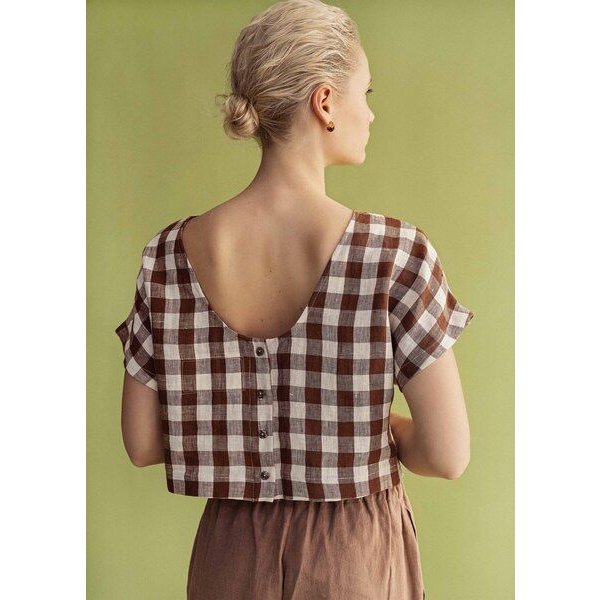 AmourLinen Leinen-Crop-Top mit Knöpfen LISA
