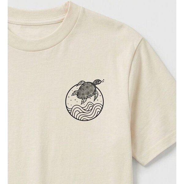 vis wear Schildkröte zwischen Ozean und Wellen - Pure Natural Bio Baumwolle Shirt