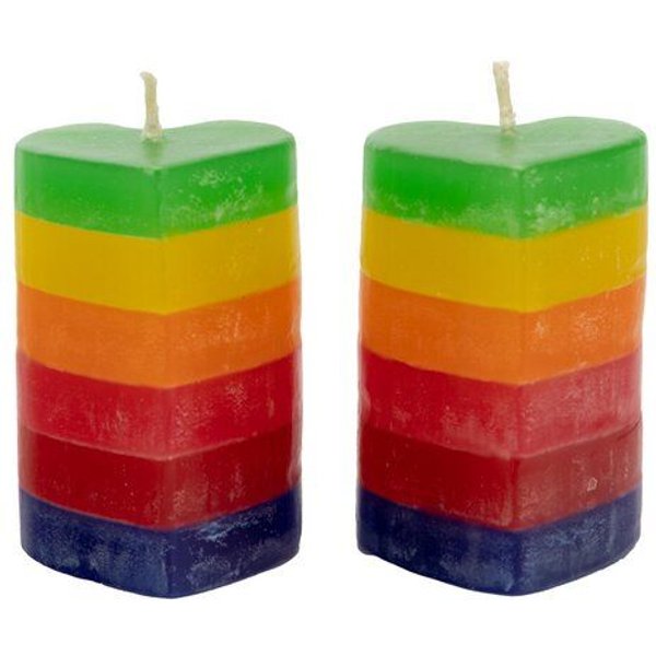 El Puente Kerzen "Regenbogenherz", 2er-Set