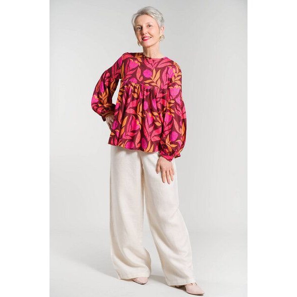 Nevice Rosa Bluse mit Furaha-Print