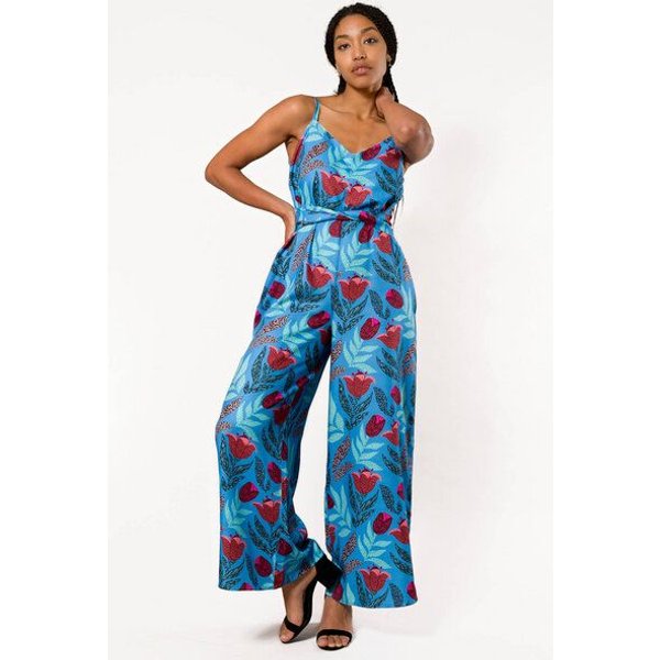 Nevice Blauer geblümter Jumpsuit