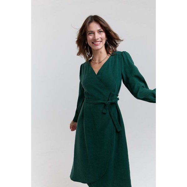 AYANI Sophie Wickelkleid aus TENCEL | Elegantes Business- & Sommerkleid mit Puffärmeln