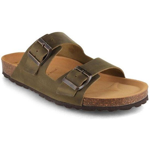 Tuffeln Leder-Pantoletten Föhr mit weichem Kork-Fußbett Zweischnaller-Sandalen