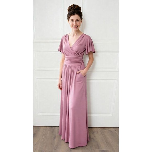 Ingoria PANDORA Maxikleid mit Schmetterlingsärmel (Uni)