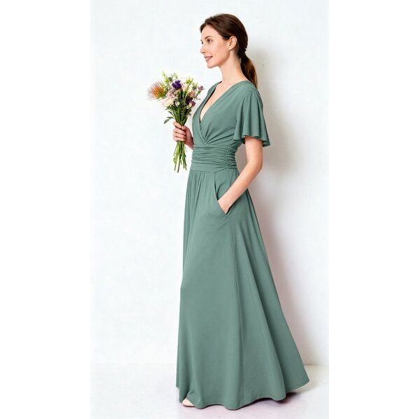 Ingoria PANDORA Maxikleid mit Schmetterlingsärmel (Uni)
