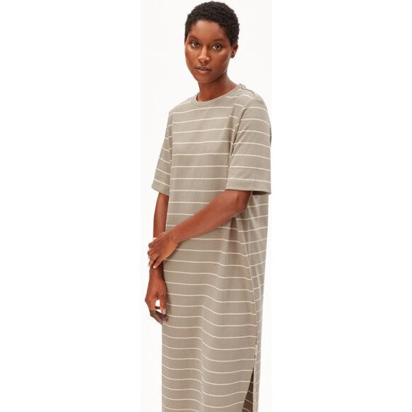 ARMEDANGELS XELINAA FINE STRIPE Damen Heavyweight Jerseykleid aus recyceltem Baumwoll Mix