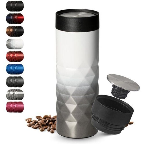elasto Thermobecher 440 ml aus Edelstahl - doppelwandiger Kaffeebecher to go - auslaufsicherer Isolierbecher