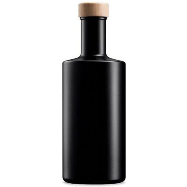 mikken Schwarze Glasflasche 200 | 350 | 500 ml – leere Spirituosenflasche mit Holz-Schraubverschluss