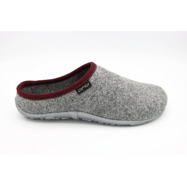 Pantoffel homey mit Barfußgefühl pifit! aus hochwertigem Wollfilz, grau-rot, 32100-5