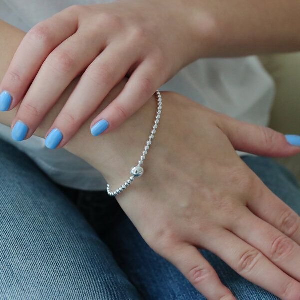 BELLYBIRD Jewellery Armband - elastisches Kugelarmband aus Silber/ Silber vergoldet