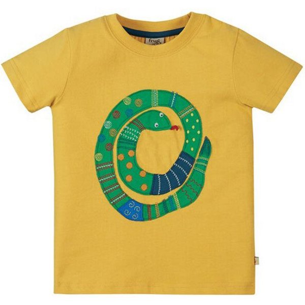 Frugi T-Shirt Schlange gelb Avery Applique Top