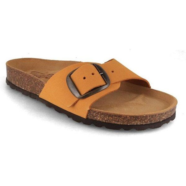 Tuffeln Leder-Pantolette Fehmarn mit weichem Kork-Fußbett Einschnaller-Sandalen