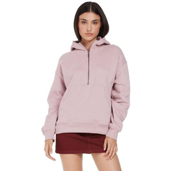EarthPositive Damen Hoodie - Half Zip Suede - aus Bio-Baumwolle