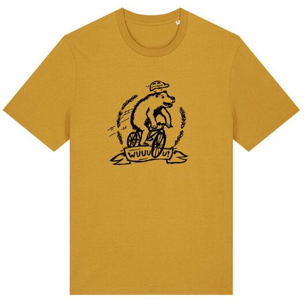 päfjes Wuuuu der Bär fährt Rad / Fahrrad - Fair Wear Männer Unisex Bio T-Shirt Siebdruck