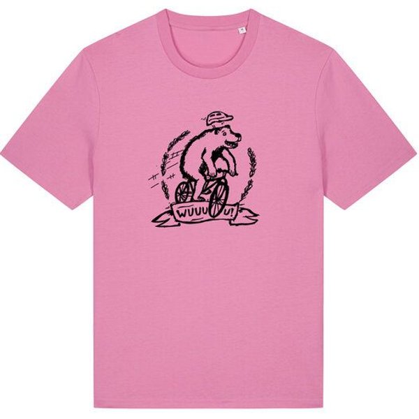 päfjes Wuuuu der Bär fährt Rad / Fahrrad - Fair Wear Männer Unisex Bio T-Shirt Siebdruck