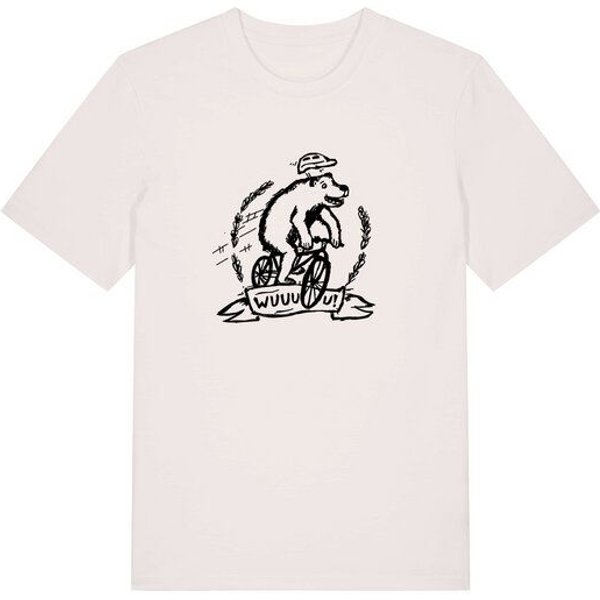 päfjes Wuuuu der Bär fährt Rad / Fahrrad - Fair Wear Männer Unisex Bio T-Shirt Siebdruck