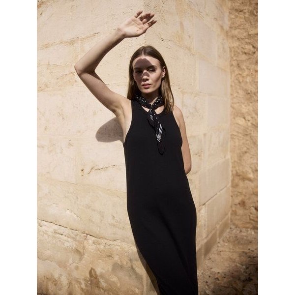 WOTE Damen Midi-Rippkleid aus Bio-Baumwolle – Schwarz