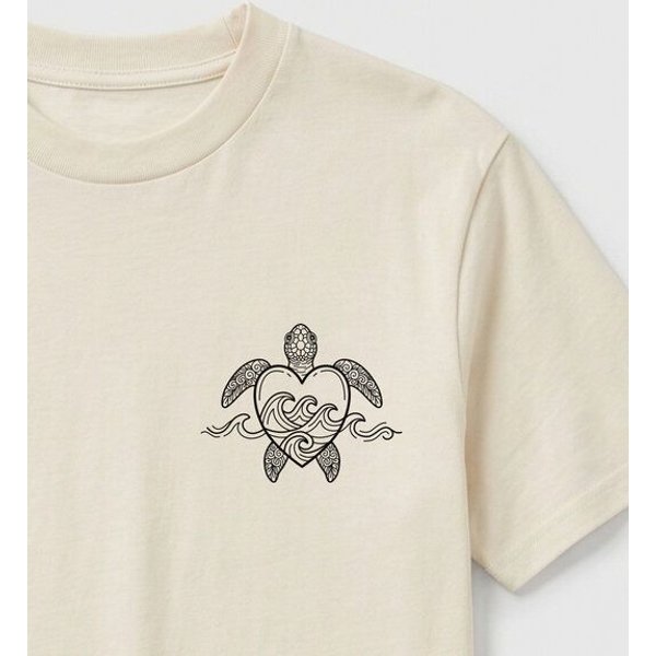 vis wear Schildkröte Herz - Turtle Surf - Ozean und Wellen - Pure Natural Bio Baumwolle Shirt