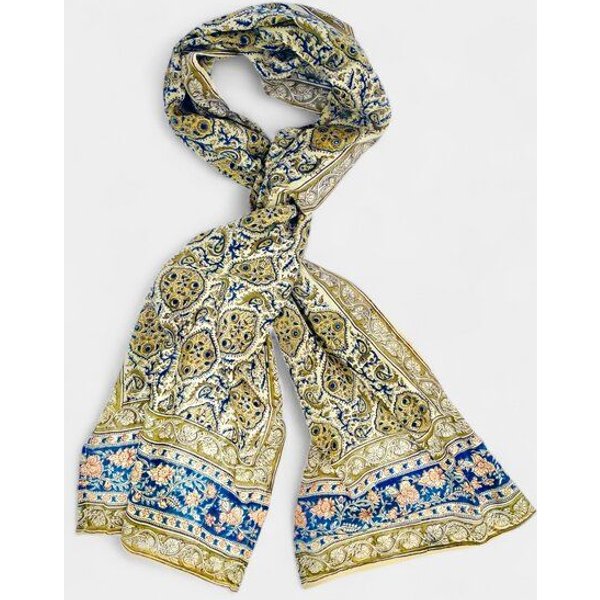 Der Lindwurm Kalamkari- Schal , Handdruck mit Pflanzenfarben
