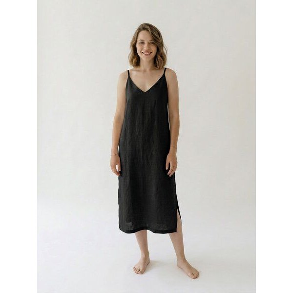 gust. Leinenkleid mit V-Ausschnitt - Linen dress with V-neckline - 100% Bio-Leinen