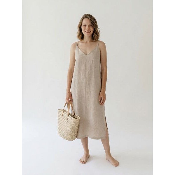 gust. Leinenkleid mit V-Ausschnitt - Linen dress with V-neckline - 100% Bio-Leinen