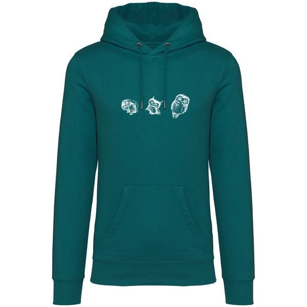 Greenspired Basic Bio Unisex Hoody Nr. 4 Three Owls 350g/m² XXS - 3 XL