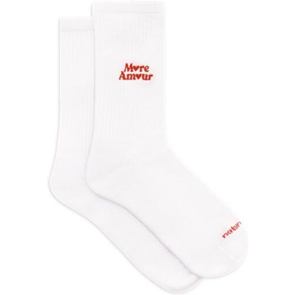 Natural Vibes More Amour | Bio GOTS | Weiße Tennissocken | Herzmotiv | Herren Damen Socken | Unisex