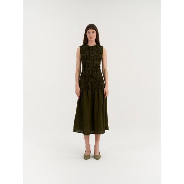 AmourLinen Leinenkleid mit Smokeinsatz VALENCIA