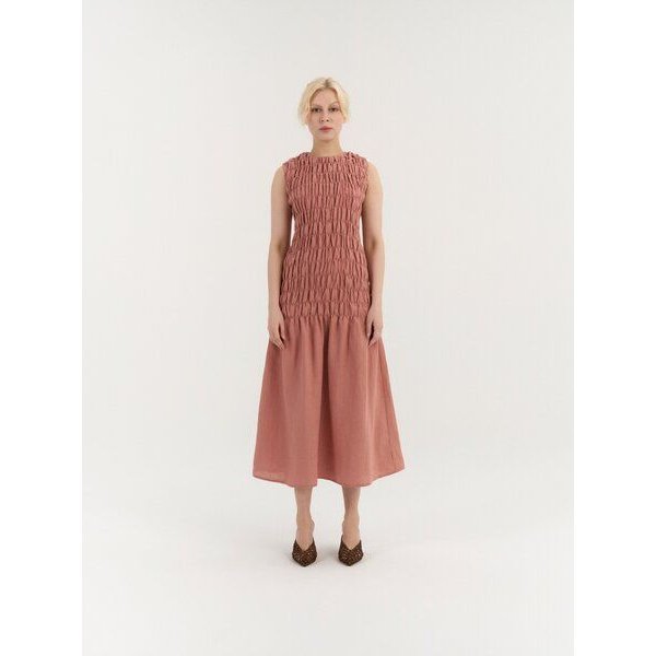 AmourLinen Leinenkleid mit Smokeinsatz VALENCIA