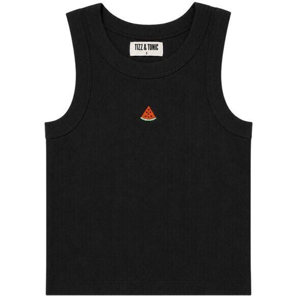 TIZZ & TONIC Wassermelonen-besticktes Geripptes Tanktop aus Bio-Baumwolle