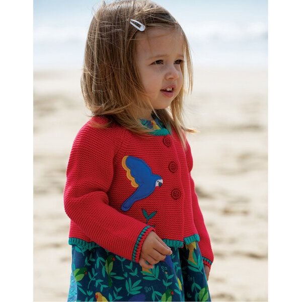 Frugi Strickjacke Papagei in rot