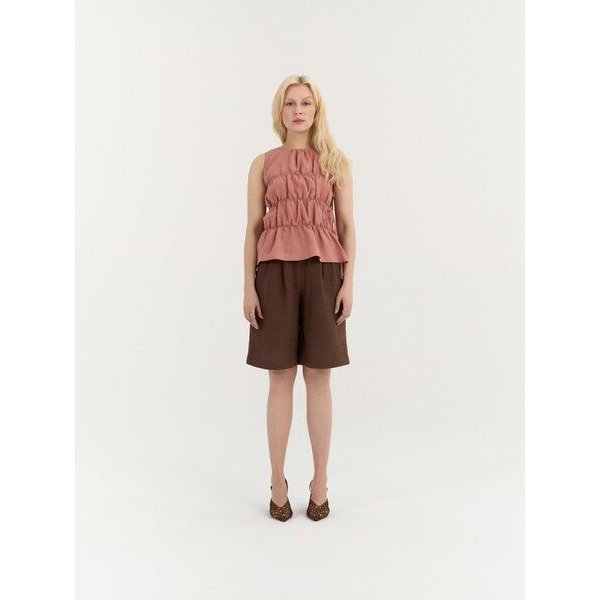 AmourLinen Gerafftes Leinen-Top ELOISE