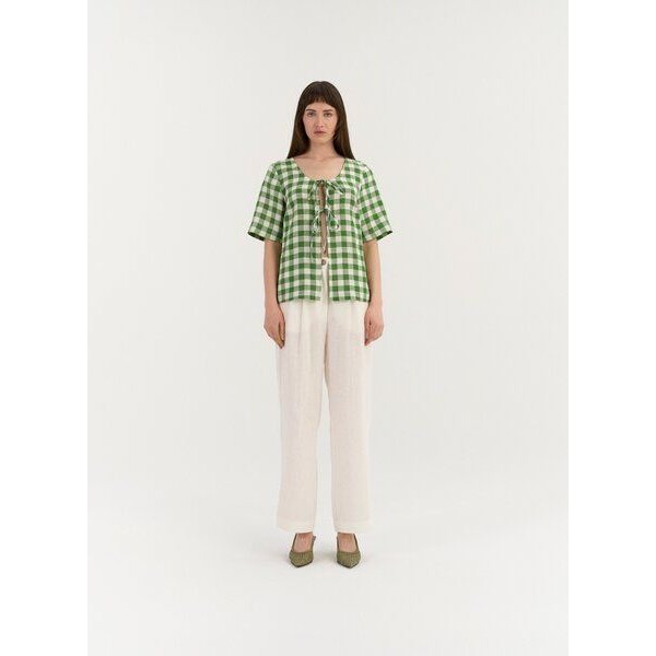 AmourLinen Leinen-Top mit Bindeknoten VIVIEN