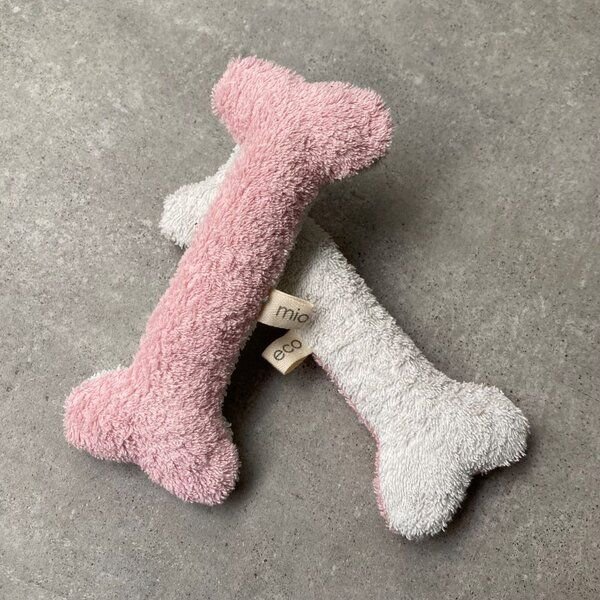 mio eco SET: Zwei hochwertige Upcycling Hundespielzeuge aus Hotel-Handtüchern zero waste je rosa-weiss