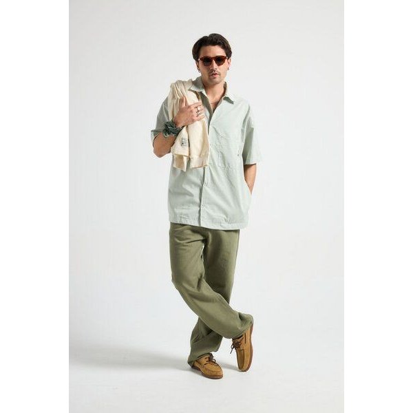 Trendsplant Mechanic Box Seaqual®Yarn S/S Shirt Green Stripes