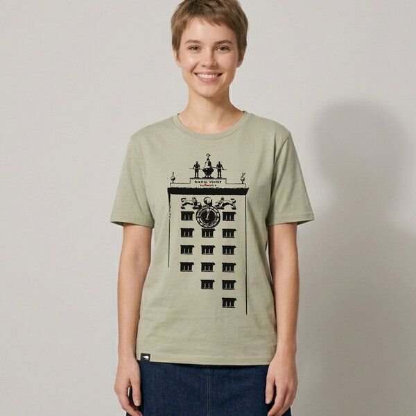 little kiwi Frauen T-Shirt, "Turmuhr", Stone, Roasted Orange