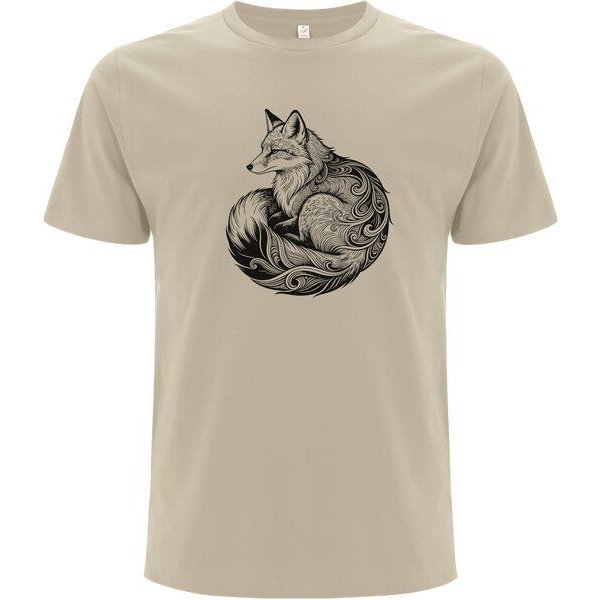 Spreecult LineArt Fuchs - Bio und Fair - Männer Unisex T-Shirt - Line Art Fox
