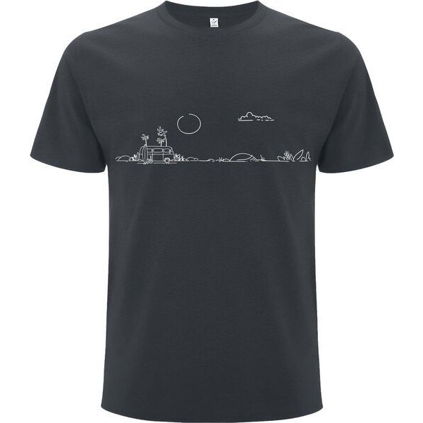 Spreecult LineArt Outdoor Bus - Bio und Fair - Männer Unisex T-Shirt - Wald Natur Minimalistisch