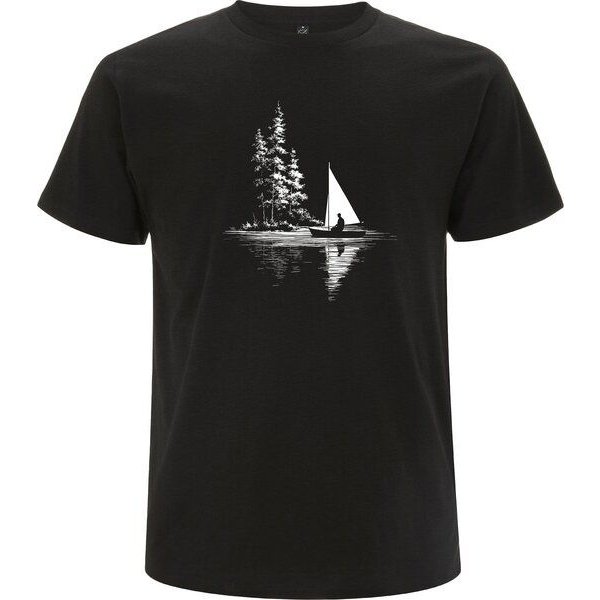 Spreecult Segelboot - Bio und Fair - Männer Unisex T-Shirt - Wald Wasser