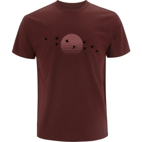Spreecult Sonne und Vogelschwarm - Bio und Fair - Männer Unisex Shirt - Retro