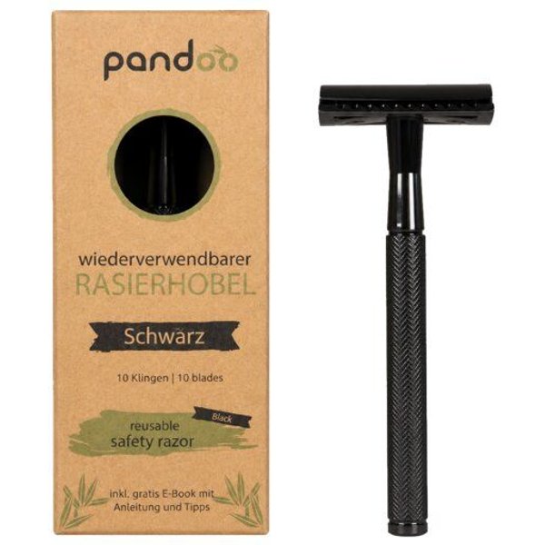 pandoo Rasierhobel aus Metall inkl. 10 Klingen – Roségold oder Schwarz