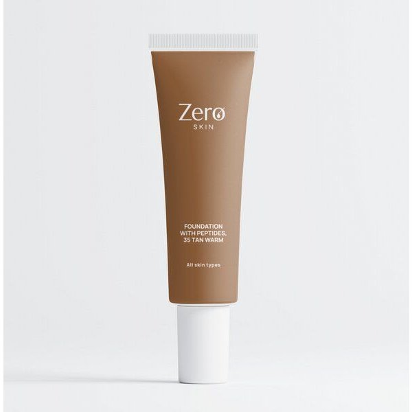 Zero Skin Foundation mit Peptiden, 35 Tan Warm - 30 ml, hydratisierend mit Hyaluronsäure & Aloe Vera