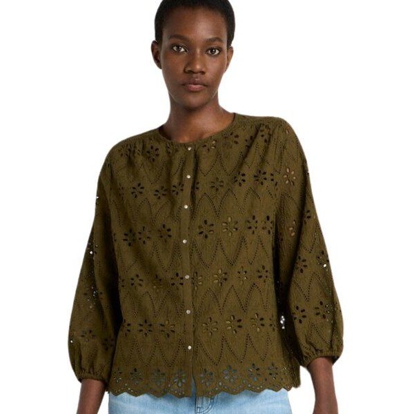 LANIUS Spitzen-Bluse aus Bio-Baumwolle