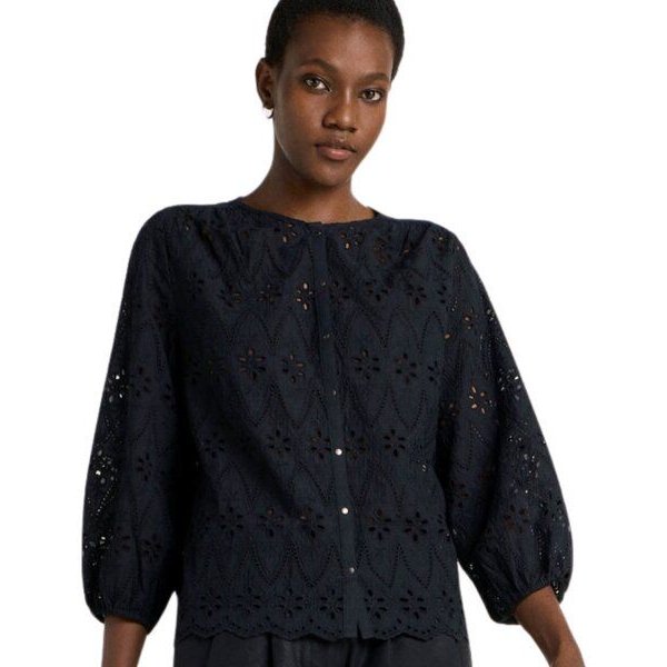 LANIUS Spitzen-Bluse aus Bio-Baumwolle
