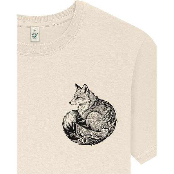 Spreecult kleiner LineArt Fuchs - Bio und Fair - Männer Unisex T-Shirt - Line Art Fox