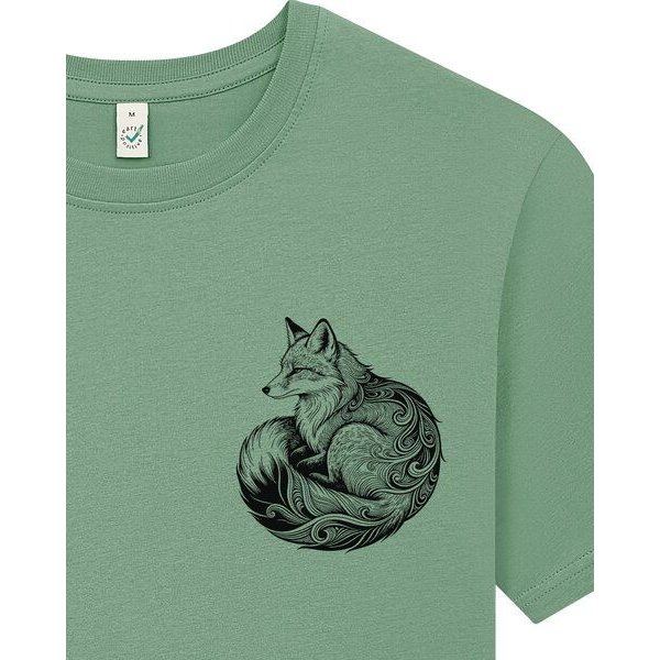 Spreecult kleiner LineArt Fuchs - Bio und Fair - Männer Unisex T-Shirt - Line Art Fox