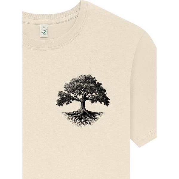 Spreecult Kleiner Baum - Bio und Fair - Männer Unisex T-Shirt - Baumwurzel