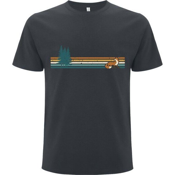 Spreecult Retro Fuchs Wald - Bio und Fair - Männer Unisex T-Shirt - Fox